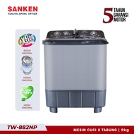 SANKEN Mesin Cuci Dua Tabung / Semi Auto 8 Kg TW-882 NP (Hitam + Transparan)