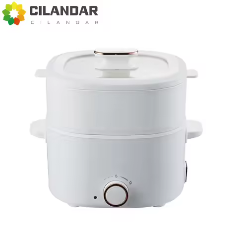 2L household multifunctional electric pot with rotary knob and steamer 2-level firepower non stick l
