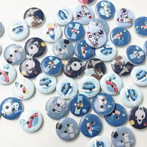 100pcs Mixed astronaut Series Buttons for Needlework DIY Sewing Decorative Children's Button Clothin