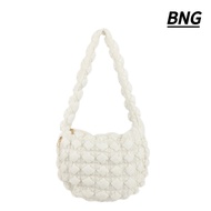 BNG soft bag กระเป๋าสะพายข้าง Cozy สไตล์ Carlโฮโบ ผู้หญิง Cos ก้อนเมฆ สไตล์เกาหลี น้ำหนักเบา (F0166)