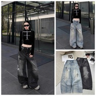 UMEE STORE QD1271 8523 straight denim jeans with cross stones