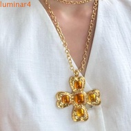 LUMINAR Vintage Flower Necklace, Exaggerate Exquisite Cross Bow Necklace, Creative Neck Jewelry Long