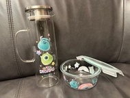 PIXAR x Disney Monsters Glass Jug / Glass Food Container 迪士尼 怪獸公司 玻璃水壺 1.3L $105 和保鮮食物盒 $65  兩件$150