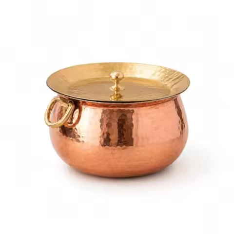 9" Dutch Oven 100% Pure Copper Cooking Pot 3.6 Quarts Stew Pot with Ayurvedic Health Benefits Copper