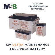 MSB 12V ULTRA MAINTENANCE FREE VRLA BATTERY 125AH 150AH 165AH 200AH 230AH