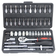 46PCS Chrome Vanadium Bolt Socket 46PC Wrench Screwdriver Bit Set Repairing Kit Tool Repair Ratchet 
