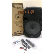 SPEAKER PORTABLE DAT DT 1511 FREE MIC WIRELESS DAT DT1511 15 INCH ORI