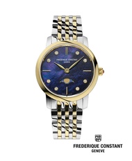 Frederique Constant นาฬิกาข้อมือผู้หญิง Quartz FC-206MPND1S3B Moonphase Diamonds Slimline Ladies Watch