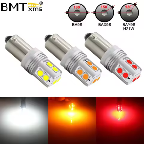 BMTxms 2x BA9S T4W BAX9S H6W BAY9S H21W LED Canbus Motorcycle Parking Light 64111 64132 64136 Interi