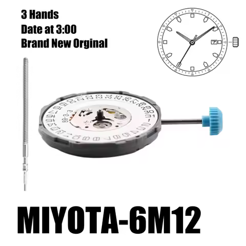 Japan 6M12 Movement Miyota 6M12 Movement 3 Hands Date at 3:00 With 1PC Stem