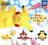 Takara ポケモン おやすみフレンズ サン&ムーン2 Pokemon 寵物小精靈 (全套5隻) 比卡超 六尾雪隱 洛托姆圖鑑 波波球胖丁 卡比獸