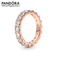 Pandora 14k Rose gold-plated ring with clear cubic zirconia