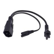 IEC320 C14 Plug 3-Prong Male Power Cable Cord AC Power Adapter to C7 +C5 Female, Y Type Splitter Pow