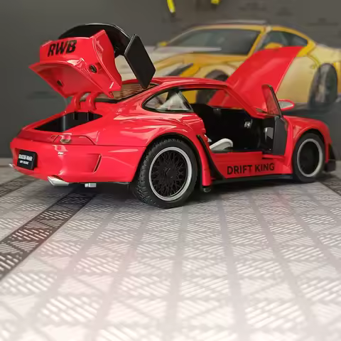 1:22 simulation Porsche RWB993 alloy car model, doors can be opened has simulated sound and lighting