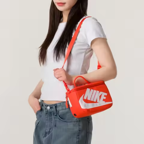 Nike Unisex Casual Sports Polyester Tote Crossbody Bag Mini Women's Style Orange Contrast White FN30
