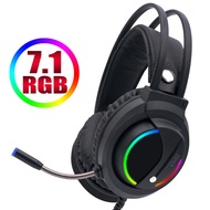 Gaming Headset 7.1 Surround Sound with Microphone Earphones USB Wired RGB Gamer Headphones for PC Xbox One PS4