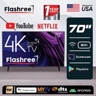 Flashree Smart TV 70 inch 4K UHD Android TV Google Assistant 70" Slim bezel Wi-Fi Bluetooth connecti