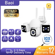 Baoi 3 lens CCTV camera WIFI 12MP 6K wireless CCTV outdoor waterproof PTZ IP security camera