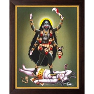 Goddess Maha Kali Mata Painting, HD Printed Religious & Wall Decor Picture with Frame for Home, Temp