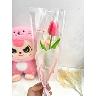 [March 8 GIFT] Bouquet of 1 rubber tulips, pre-packaged handmade flowers and individual flowers, gif