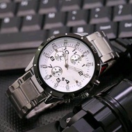 Promo Jam Tangan Pria Fossil Rantai Stainless steel F6251 Tanggal Aktif Free Box Dan Baterai Cadanga