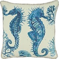 SARO LIFESTYLE Poly Filled Sea Horse Throw Pillow