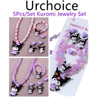 [READY STOCK] 5pcs/Set Kuromi Jewelry Set Kuromi Accessories Set Necklace Bracelet Earring Ring For 