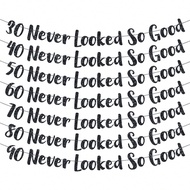 1Set,30/40/50/60/70/80/90 Black Never Looked So Good Gold DIY String Glitter Banner - 30th/40th/50th
