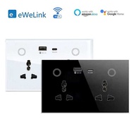 EWeLink wifi smart 147 smart Dual Plug 16A Wall Socket with USB+Type-C