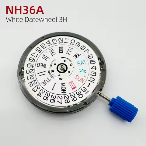 Japan Genuine NH36A Automatic Movement White Day-Date 3:00 Crown At 3.0/3.8 O'Clock 24 Jewels NH36 4