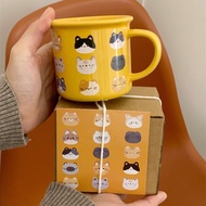 Cartoon cat head ceramic mug Coffee mug Home breakfast couple milk mug