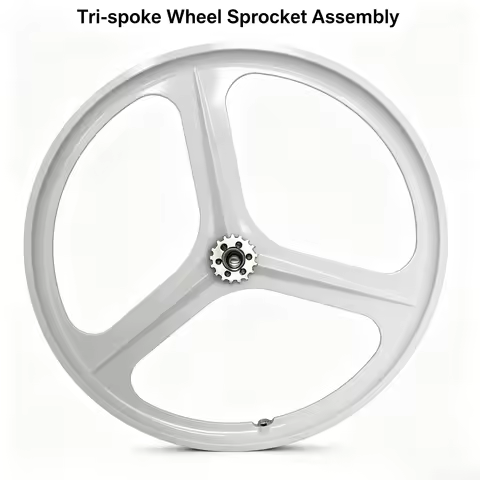 700C Fixed Gear Tri-spoke Integrated Wheel Set, Complete Front & Rear Wheels for Fixed Gear Bikes, L
