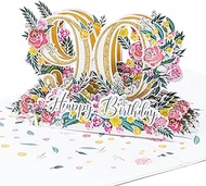 LIMAH® Pop-Up 3D Greeting Card/High-Quality PopUp 3D Birthday Card for 90th Birthday/Happy Birthday 