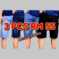 Seluar Pendak Jeans Combo 3pcs Jeans Denim Short pants (Size 28-40) Silimfit Jeans Lelaki 4pocket ha