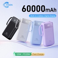 Powerbank 120W 60000mah Pengecasan Cepat Mudah Alih 4USB 4 kabel Bateri Luaran untuk telefon Android