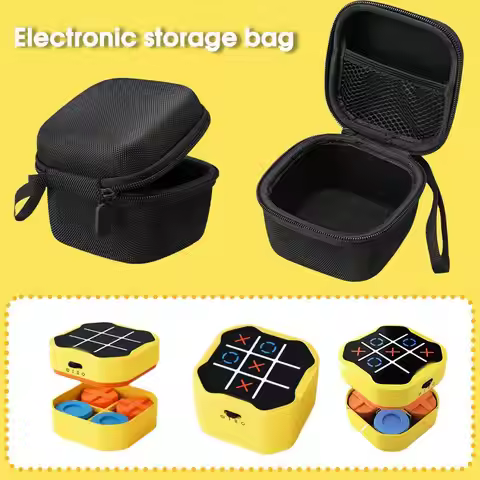 Black Storage Case Compatible With For GiiKER Tic Tac Toe Bolt Game 3-in-1 Handheld Puzzle Game Cons