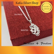 925 Silver Necklace Chain + CZ Stone Pendant | Rantai Leher + Loket Batu CZ Perak 925 |