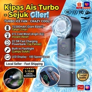 ❄Ready Stock🚀15000mAh Portable Fan Handheld Ice Cooling Turbo Fan 22.5W Fast Charging Powerbank Flas