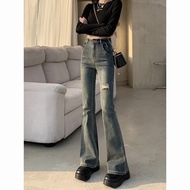 [Sicibi] Flared Pants Women Jeans Flared Jeans Jeans Women's Jeans Retro Ripped Trousers Slimmer Loo