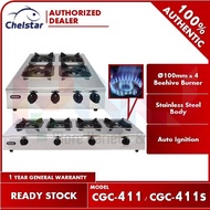 Chelstar 4 Burner Stainless Steel Gas Cooker / Stove CGC-411 / CGC-411S