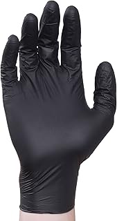 Elara Everfit Powder Free Nitrile Disposable Gloves, Textured Fingertips, Black, Medium, Black, 1000