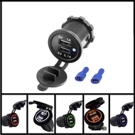 CAR MOTORCYCLE 12V DUAL USB CHARGER 5V 1A & 5V 2.1A OUTPUT USB PORT CHARGER POWER OUTLET LED