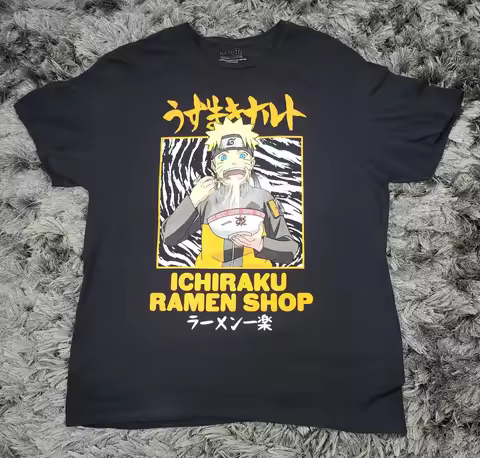 2026 "Fuji Ramen" Store Men's Black-patterned Pure Cotton T-shirt Featuring The "Kaze Tensei" Anime 