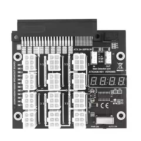 Breakout Board 12 6Pin Power Supply Module Card Server with LED Voltage Diaplsy for Dell D750E-S1 Mu