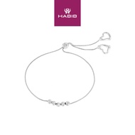 HABIB White Heart Beads Bolo Bracelet, 925 Silver 025 SPI D12-C