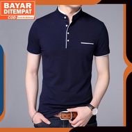Dyrgo - Kaos Polo Pria Lengan Pendek Navy Polos / Baju Kaos Polo Shirt Distro / Kerah Shanghai Cowok
