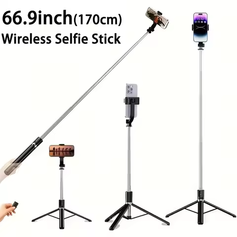 Professional Selfie Stick Tripod 68 Inch Extendable with Wireless Remote 360 Rotation Stable Anti Sh