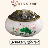 Frankincense Burner With Copper Lid High Quality Ceramic Pattern For Feng Shui Luxury Classic Design RIN
