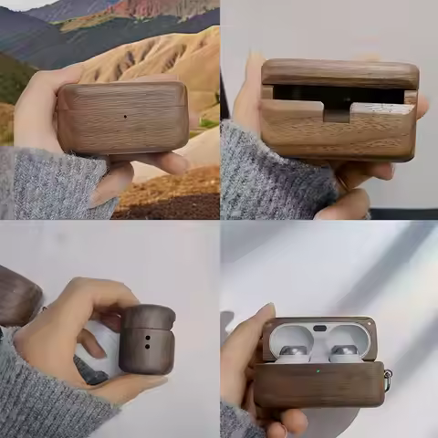 Walnut Protective Case For Technics EAH-AZ100 Solid Wood Earphone Case Wireless Bluetooth Headphone 