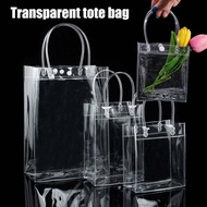 Fashion Minimalist Transparent PVC Plastic Snap Button Type Tote Bag Reusable Waterproof Lightweight